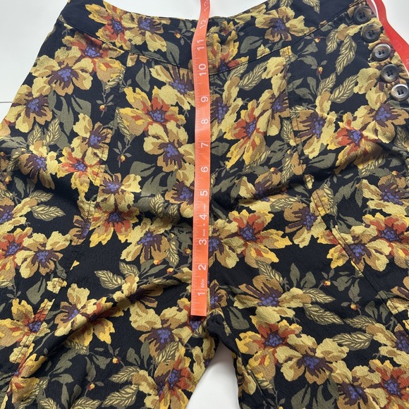 Free People Dark Floral Crepe Wide Leg Pants Sz 4 Love Letters Flowy Festival - Picture 7 of 9